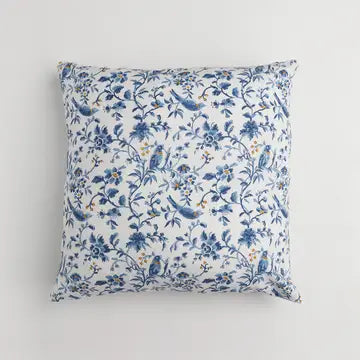 Robin & Peony Block Printed Linen Cushion Cover