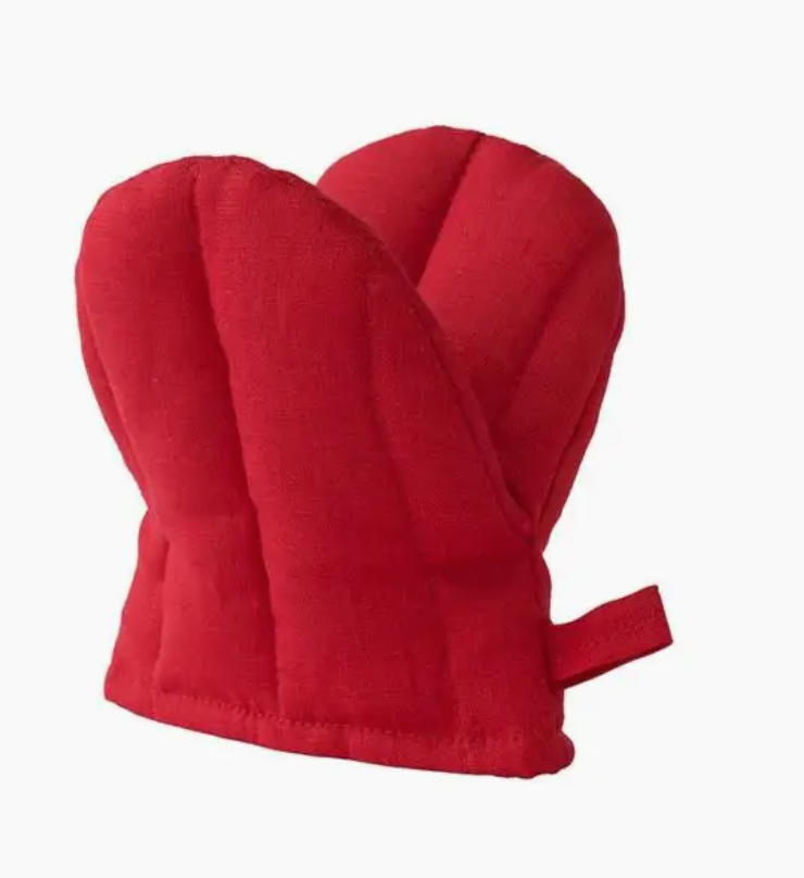 Linen Oven Mitt - Red