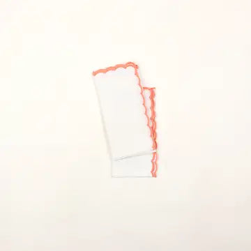 Scalloped Linen Napkins, Set of 2 - Pink