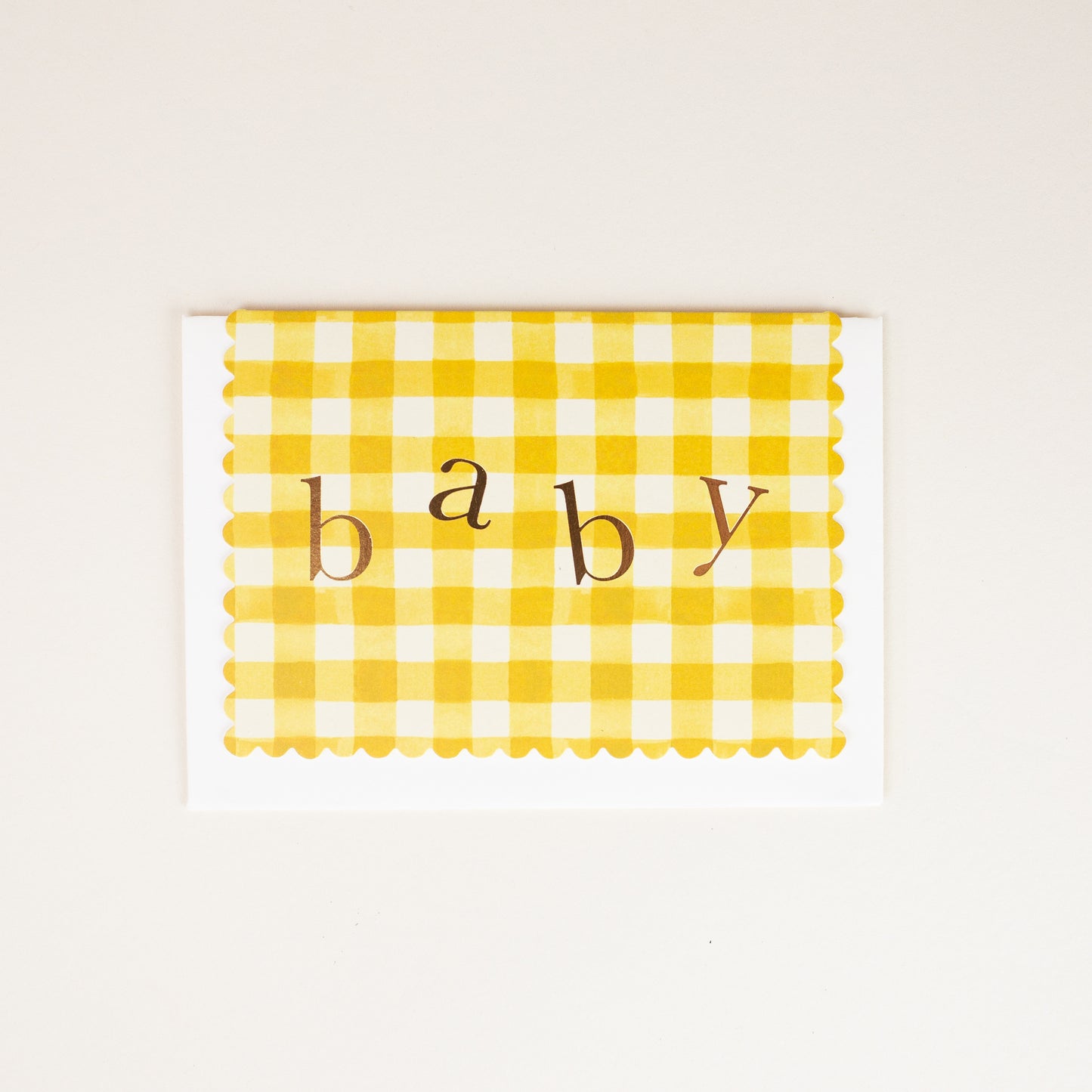 Mustard Gingham Baby Card