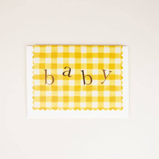 Mustard Gingham Baby Card