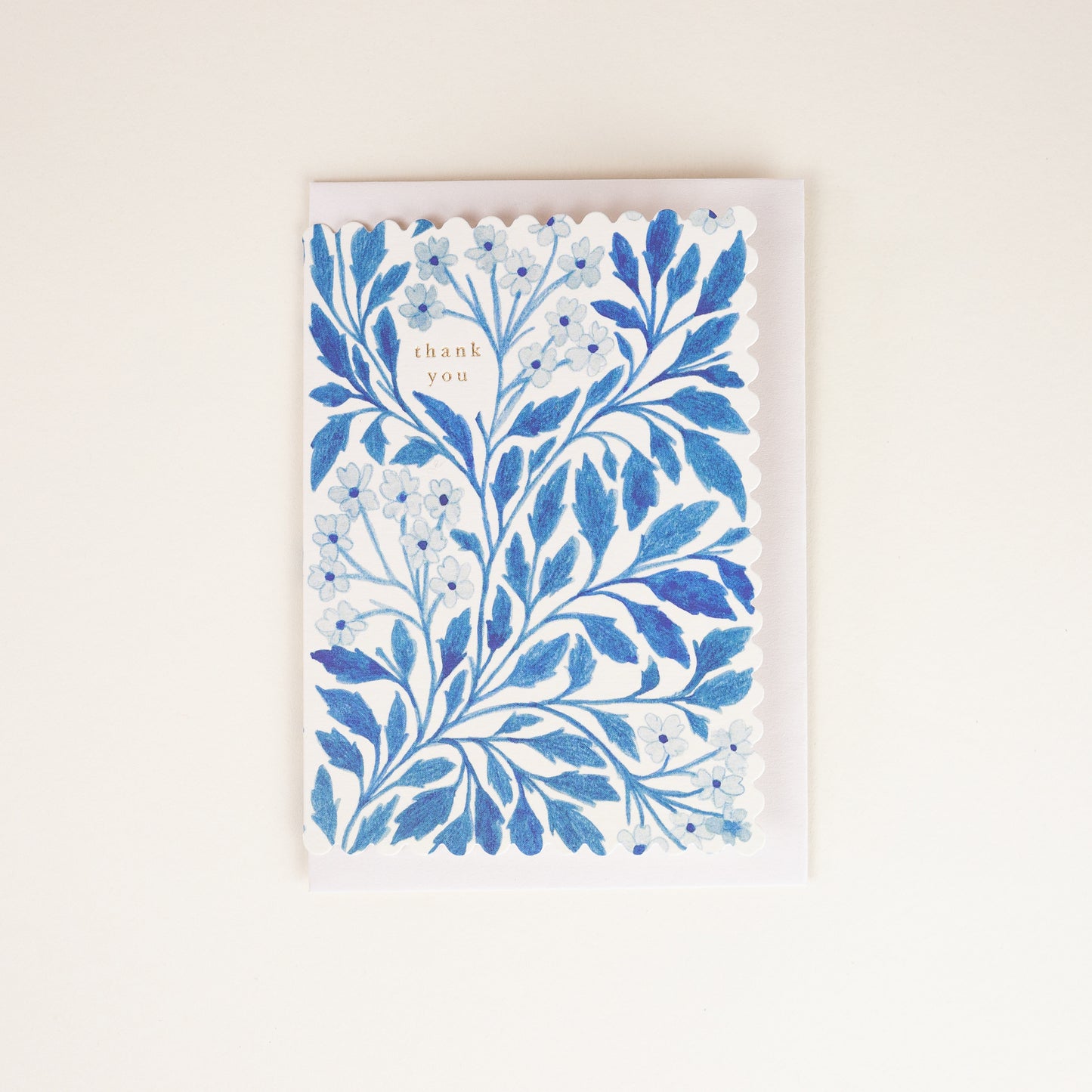 Blue Flora Thank You Card