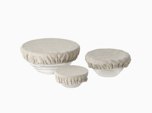 Linen Bowl Cover Set of 3 - Natural