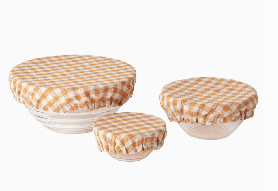 Linen Bowl Cover Set of 3 - Orange