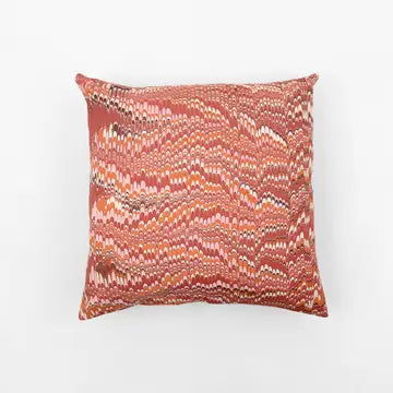 Marbled Cotton Cushion Cover - Red