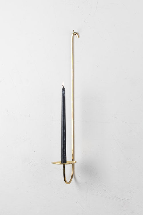 Single Arm Candle Holder - Brass