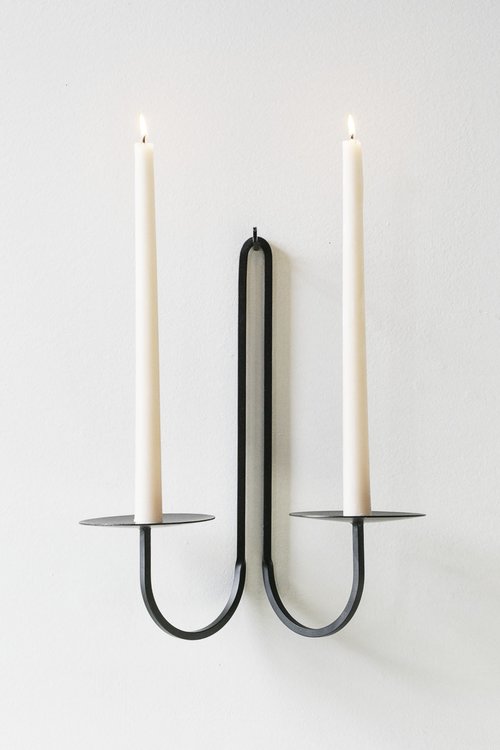 Two Arm Candle Holder - Iron